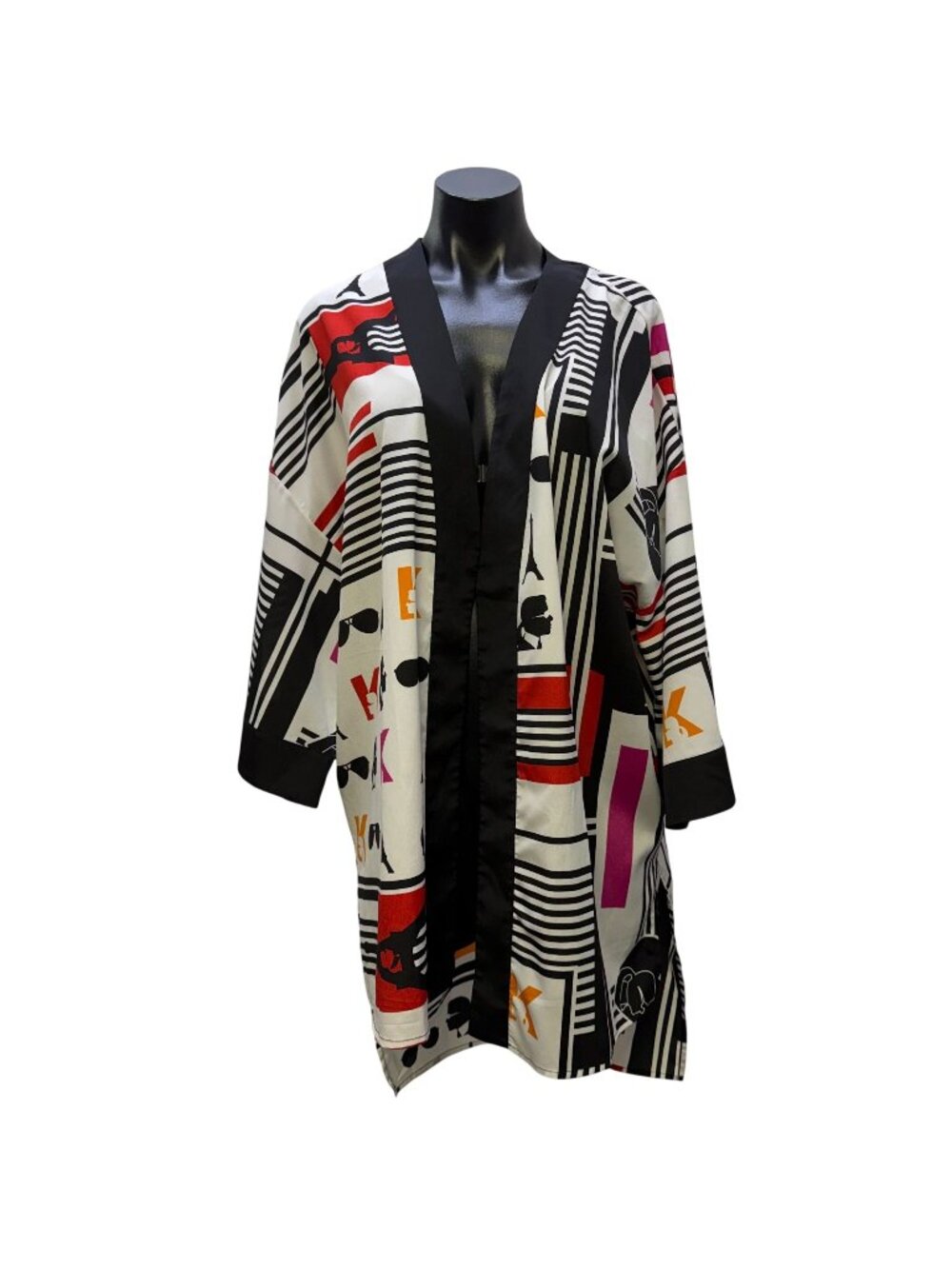Karl Lagerfeld Paris Open Graphic Duster Jacket Black Multi M